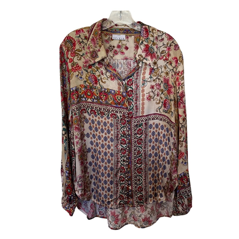 SFIZIO Printed Button Up Blouse